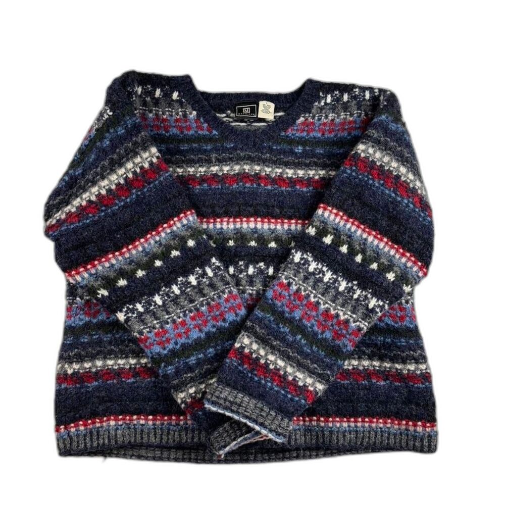 Vintage 90s Maurices Fair Isle Wool Sweater - Women's L - Nordic Cozy Knit